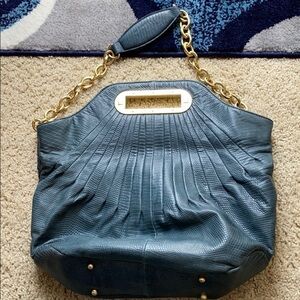 NWT BCBGMAXAZRIA blue leather tote